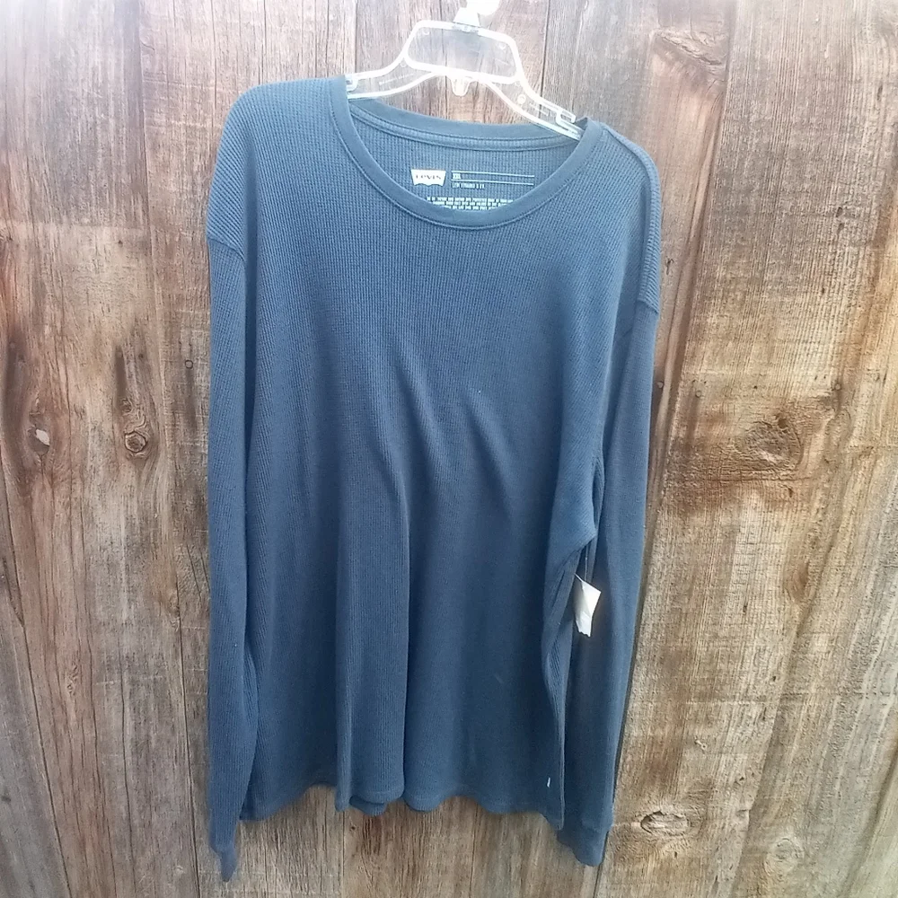 Levis Long Sleeve Relaxed Thermal Shirt XXL Blue Pullon Crew Neck Relaxed Fit